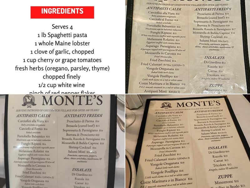 Monte's Trattoria Menu