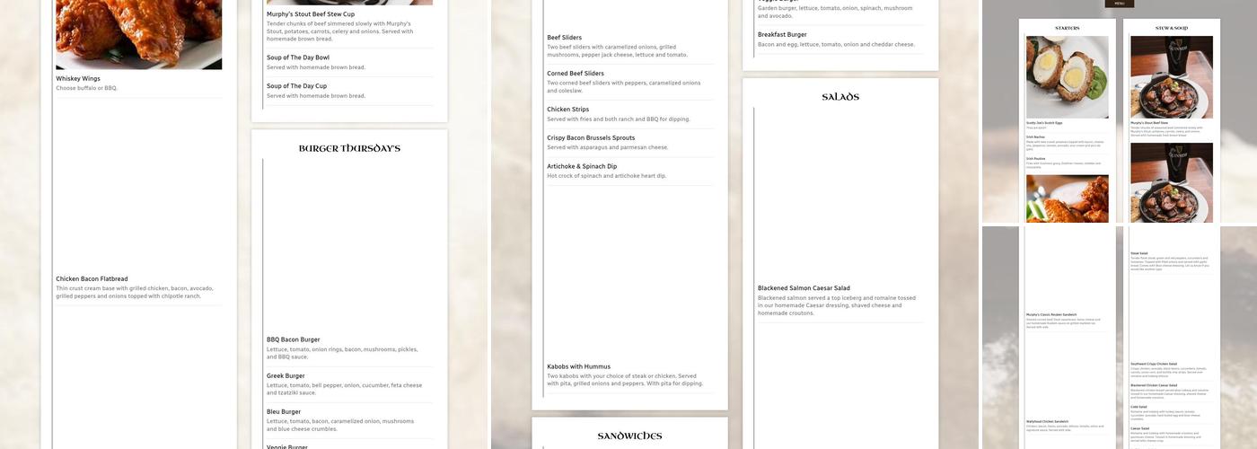 Murphy's Pub Menu