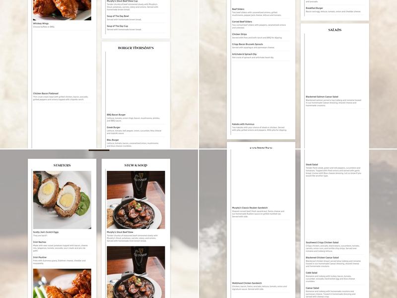 Murphy's Pub Menu