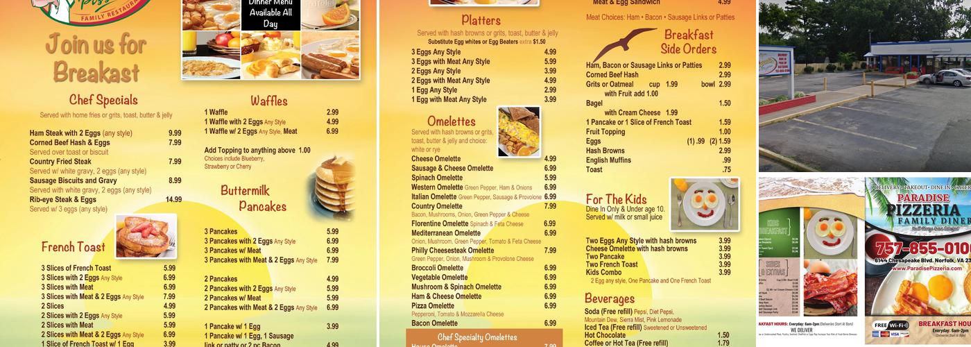 Paradise Pizzeria Menu