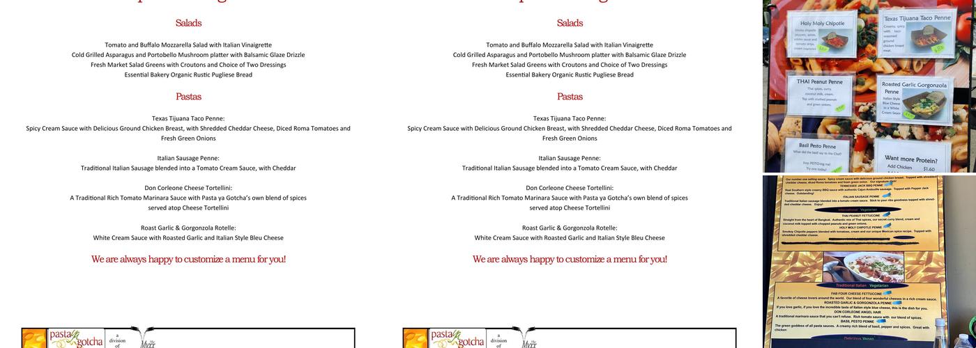 PASTA ya GOTCHA Menu