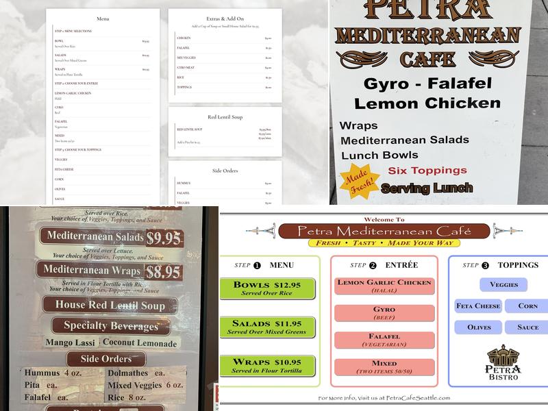Petra Mediterranean Cafe Menu