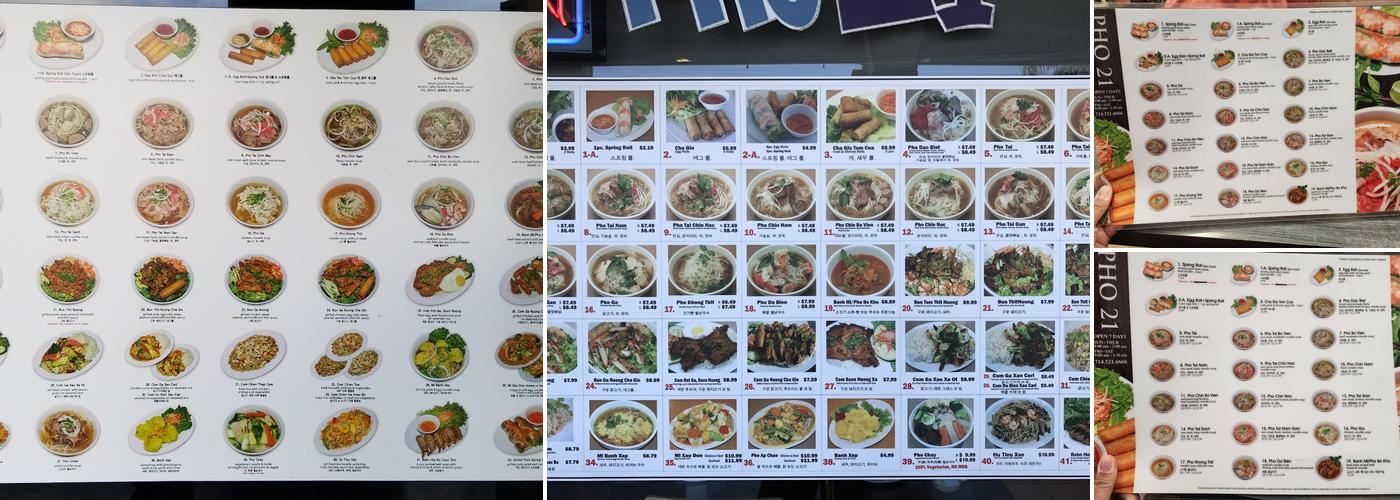 Pho 21 Menu