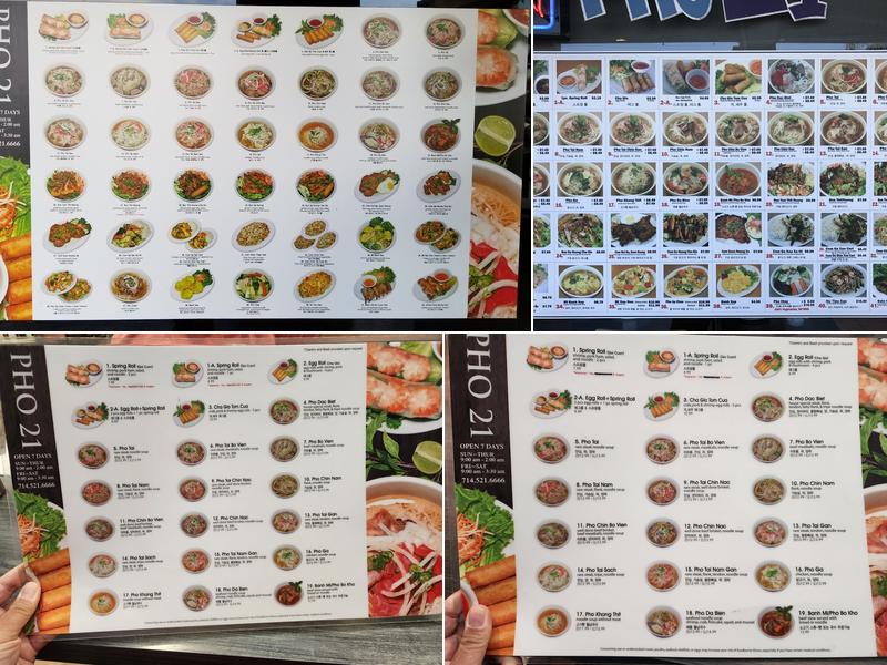 Pho 21 Menu