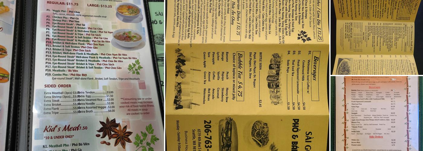 SAIGON PHO & BANH MI Menu