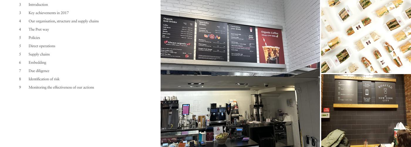 Pret A Manger Menu