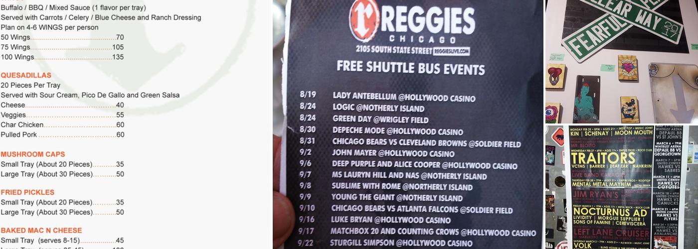 Reggies Chicago Menu