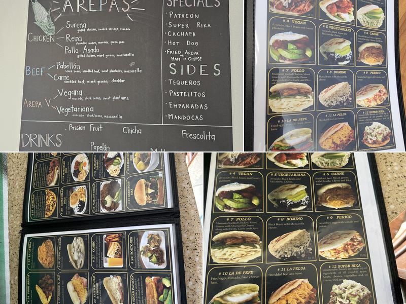 Rika Arepa Express Menu