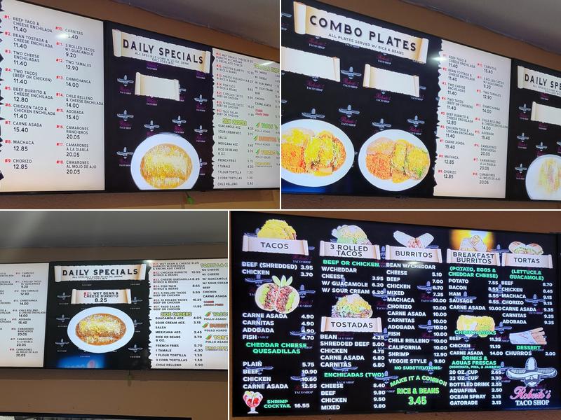 Roberto's Taco Shop Menu
