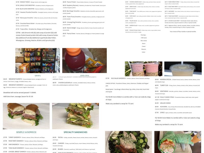 Rose Canyon Deli Menu