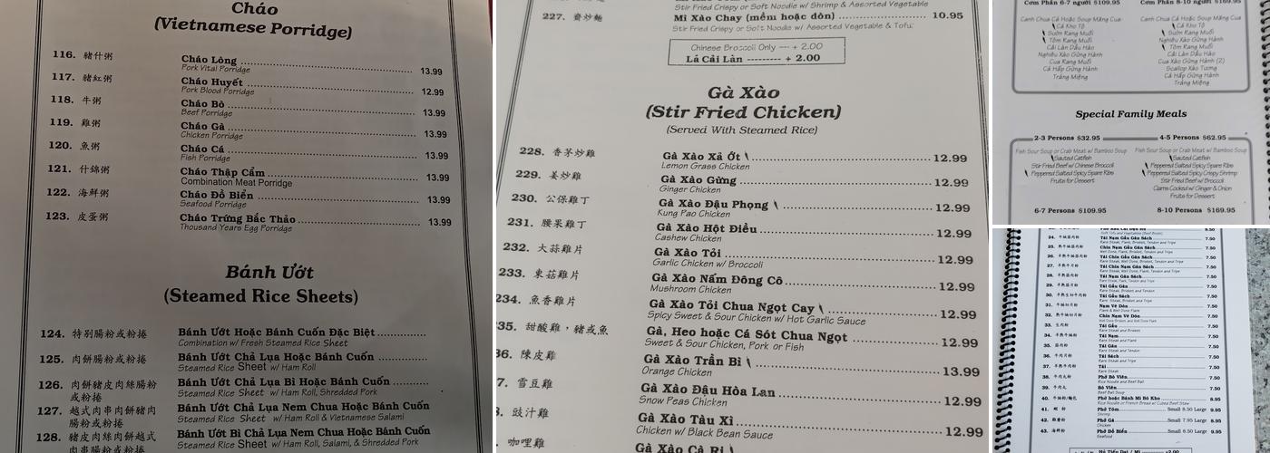 Saigon Restaurant Menu