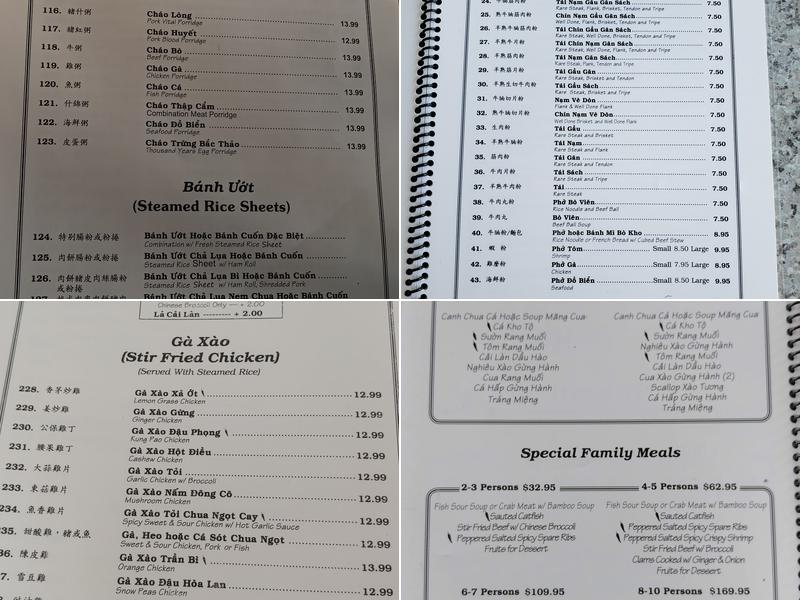 Saigon Restaurant Menu