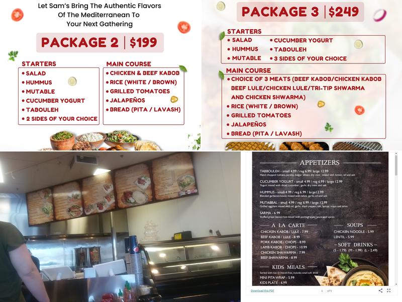 Sam's Flaming Grill Menu