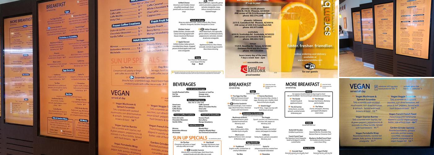 Scramble, a Breakfast & Lunch Joint Menu