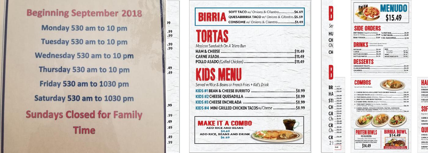 Señor Taco Menu