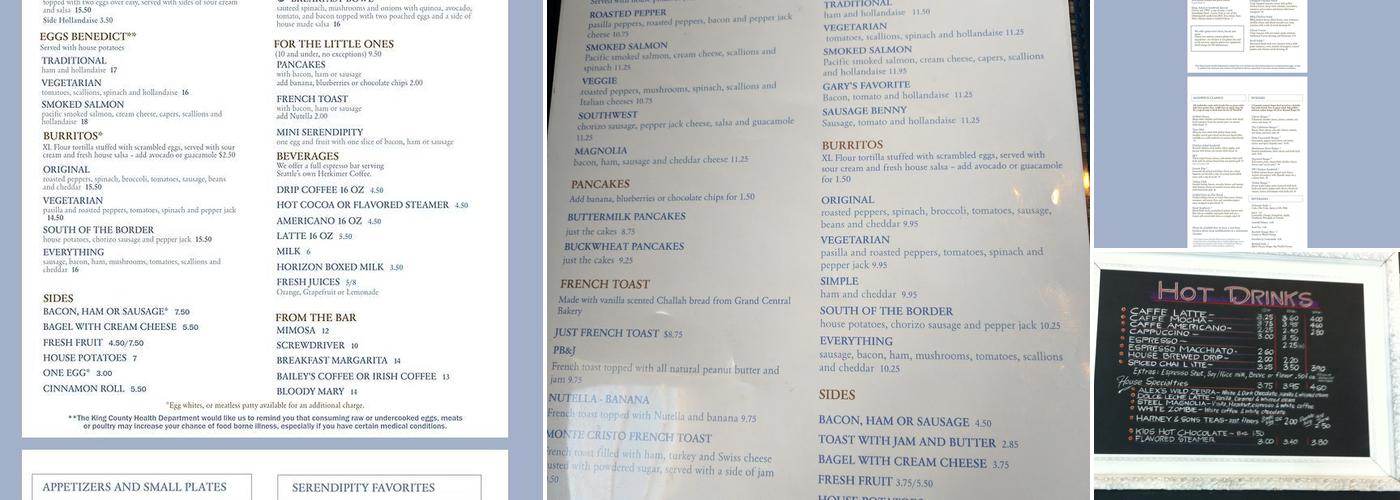 Serendipity Cafe Menu