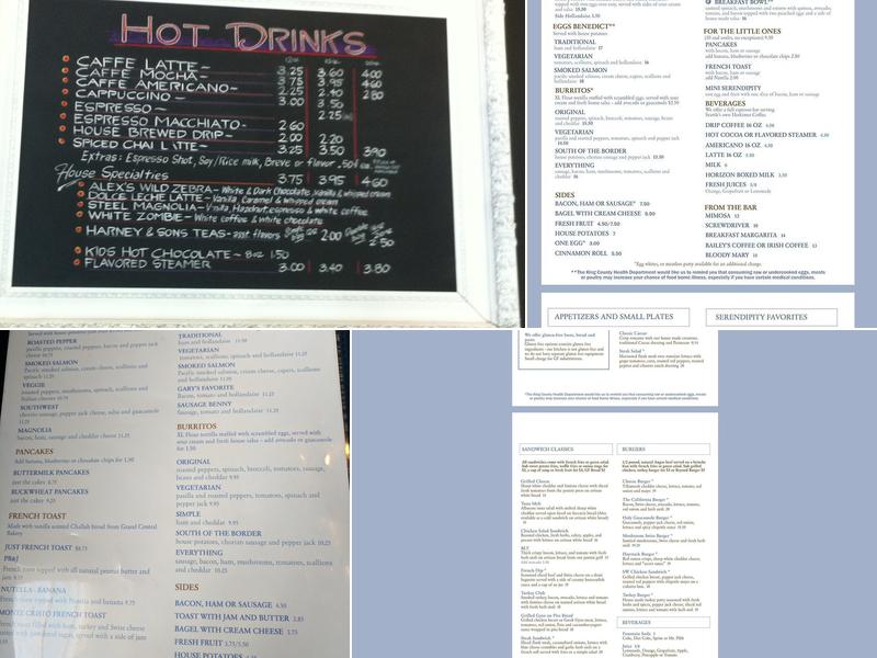 Serendipity Cafe Menu