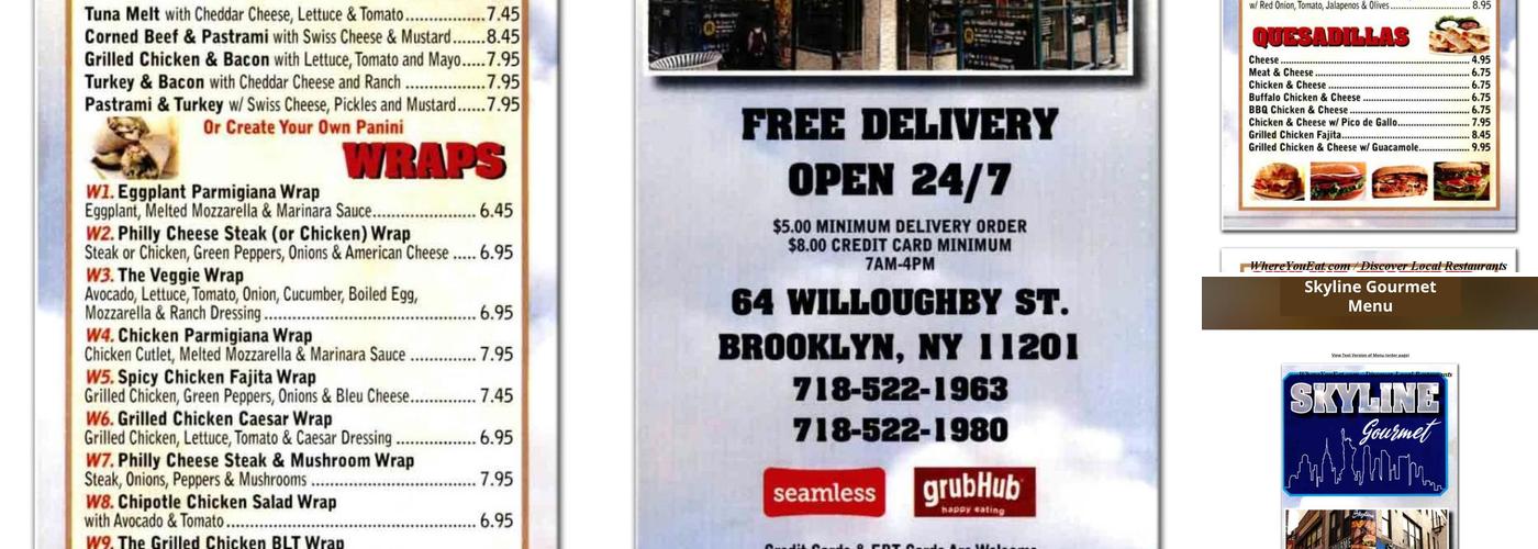 The Skyline Gourmet Menu