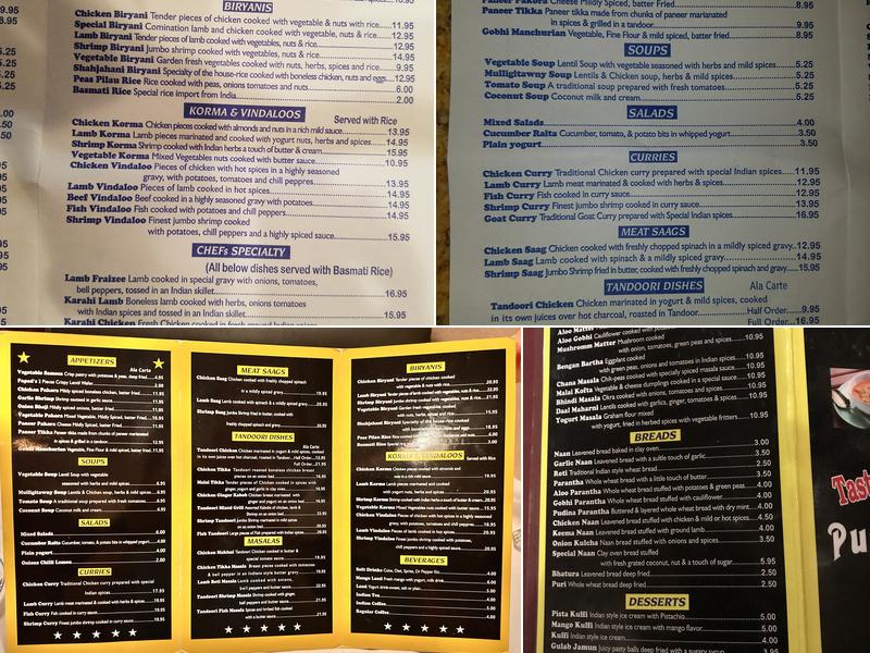 Star of India Menu