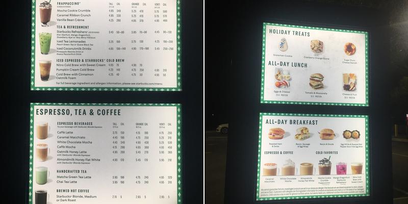 Starbucks Menu