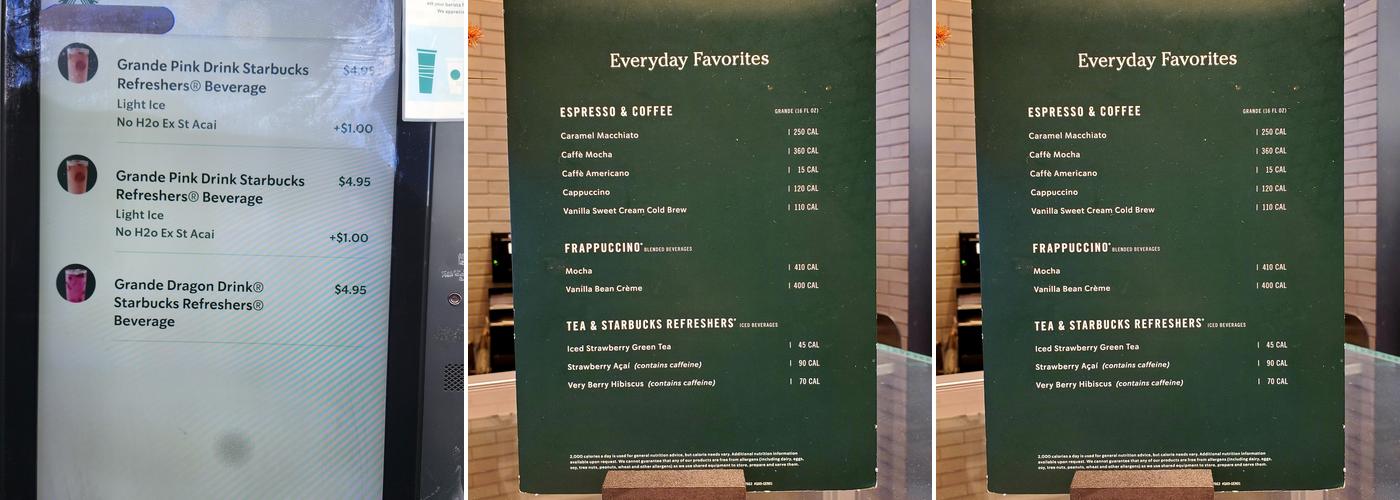 Starbucks Menu