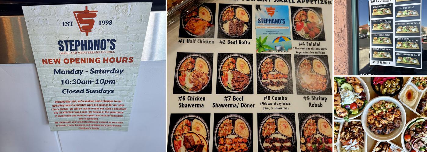 Stephano's Greek & Mediterranean Grill Menu