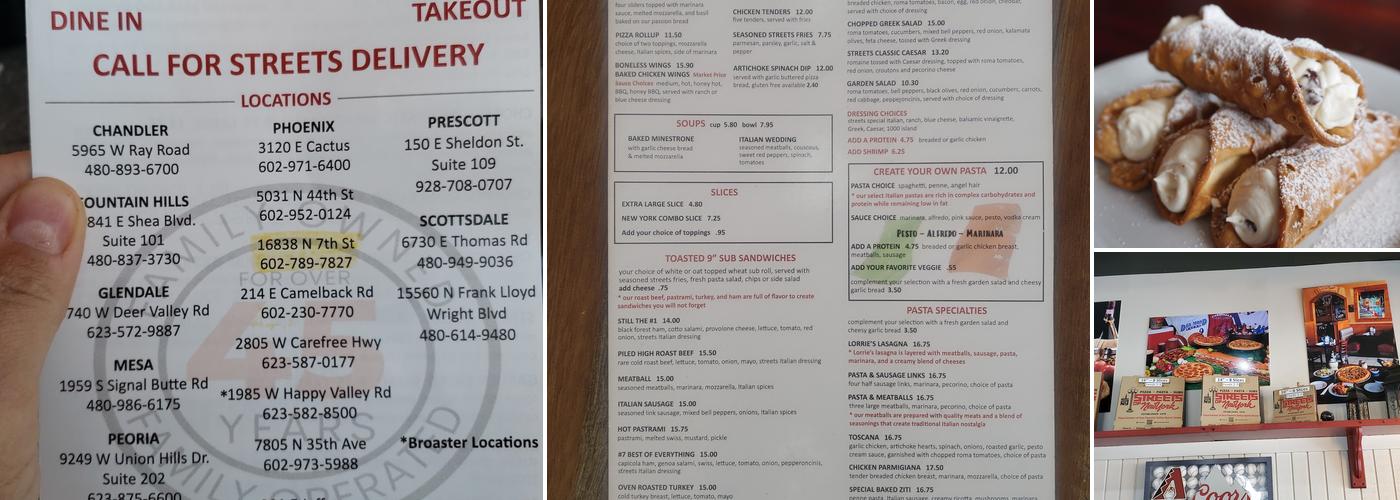 Streets of New York Menu