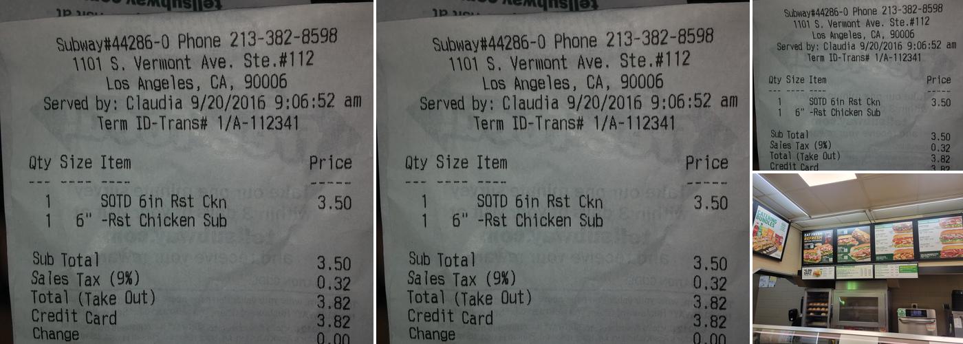 Subway Menu