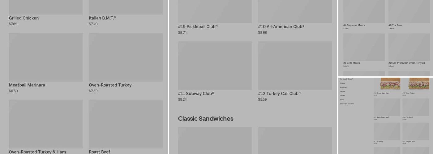 Subway Menu