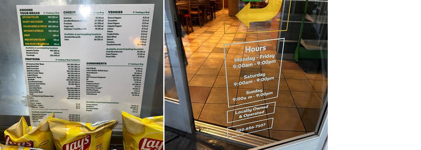 Subway Menu
