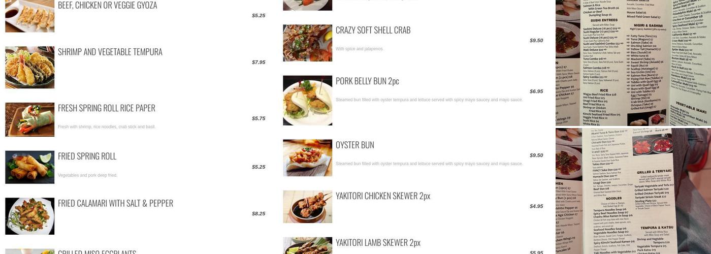 Symphony Sushi Menu