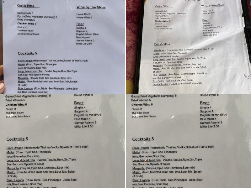 Talay Thai Restaurant Menu