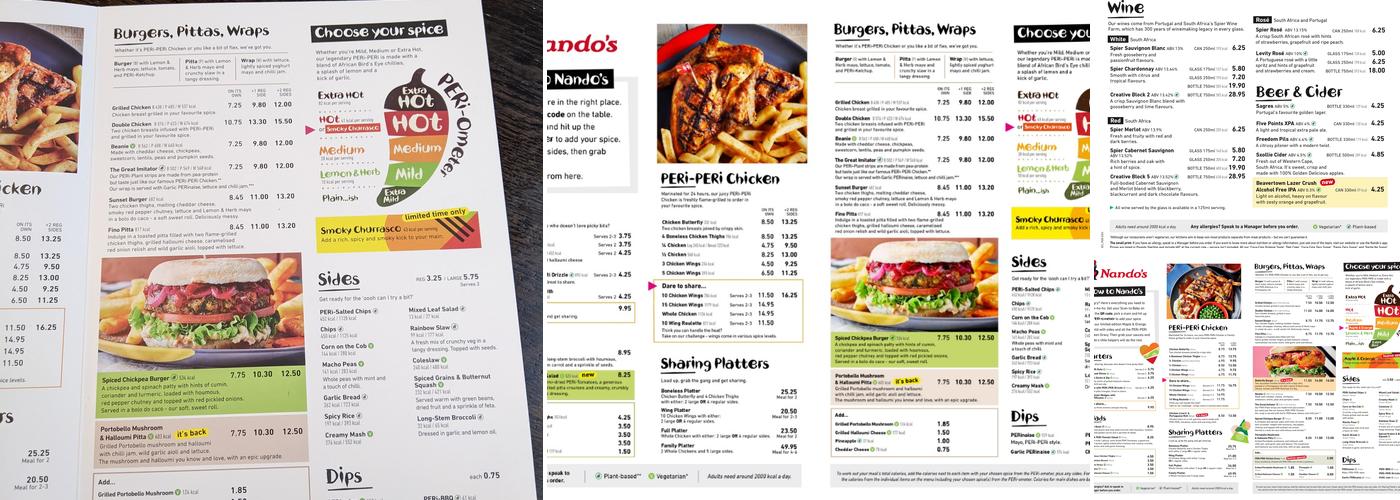 Nando's Belfast - Victoria Square Menu