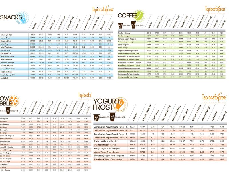 Tapioca Express Menu
