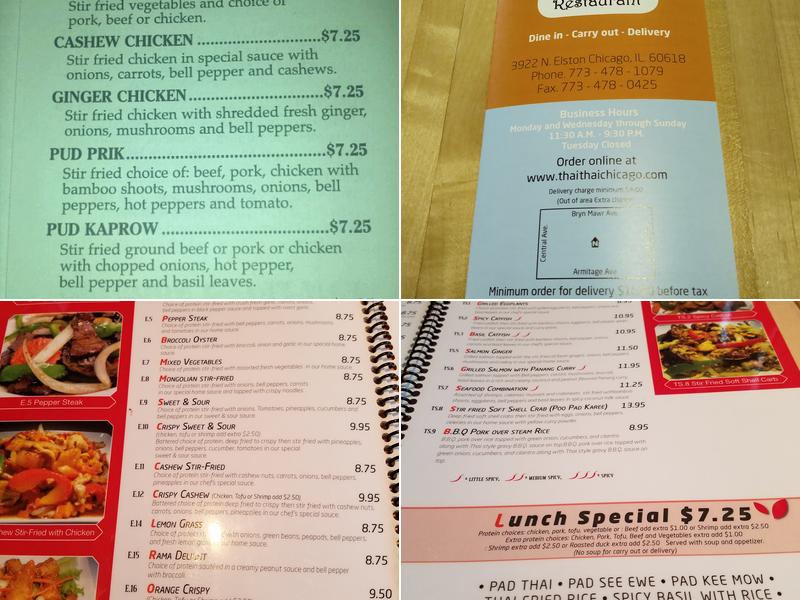 Thai Thai Restaurant Menu