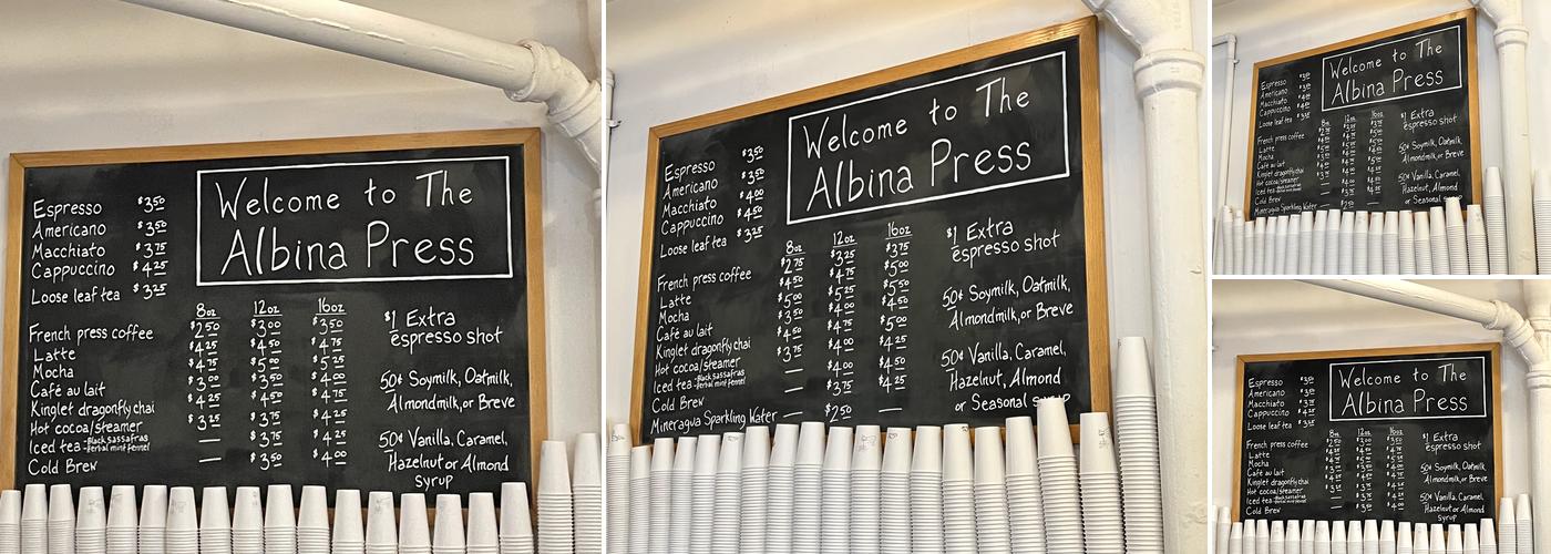 Albina Press Menu