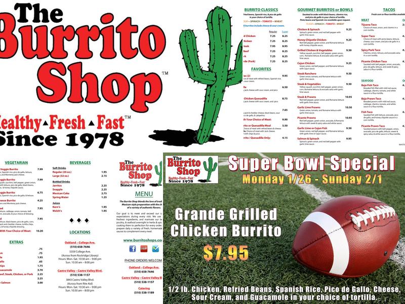 The Burrito Shop Menu