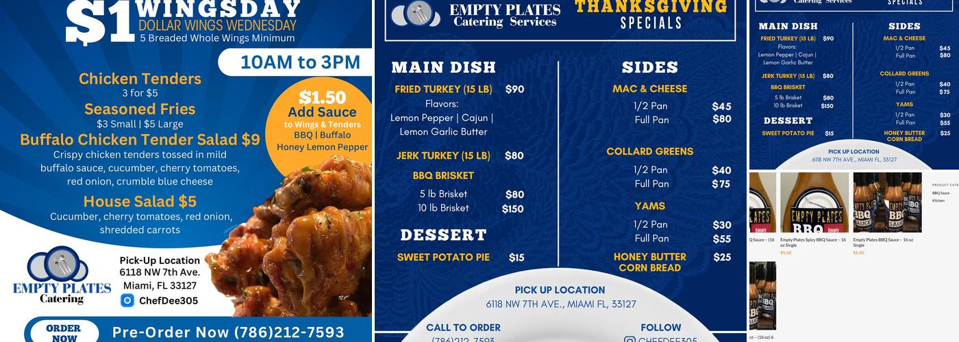 Empty Plates Catering LLC Menu