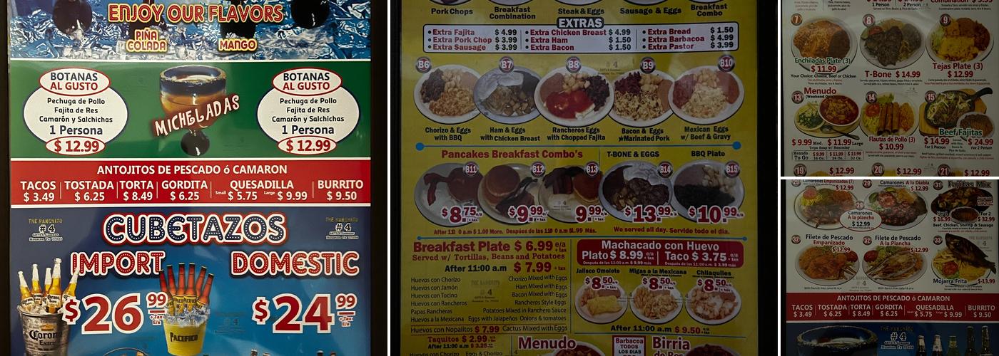 El Ranchito #4 Menu