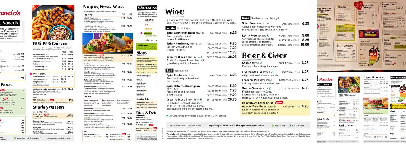 Nando's Belfast - Bedford Street Menu