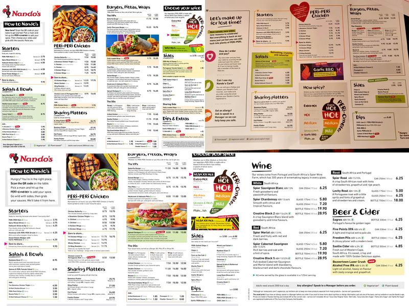 Nando's Belfast - Bedford Street Menu