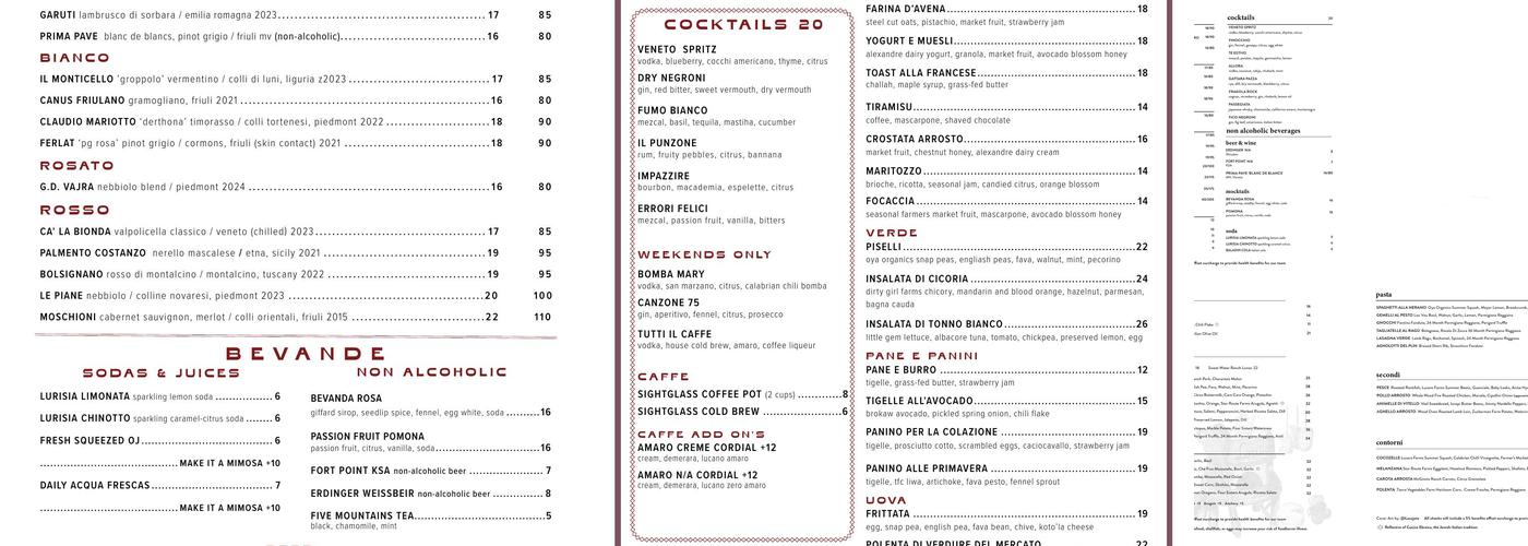 Che Fico Menu