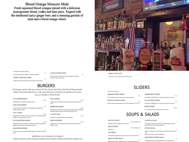 Third Rail Tavern Menu