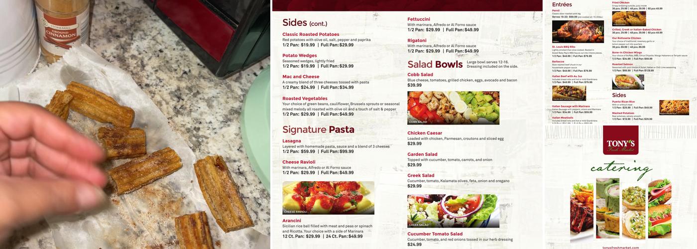 Tony's Fresh Market Menu