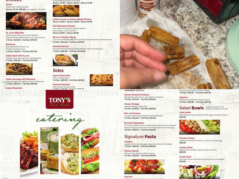 Tony's Fresh Market Menu