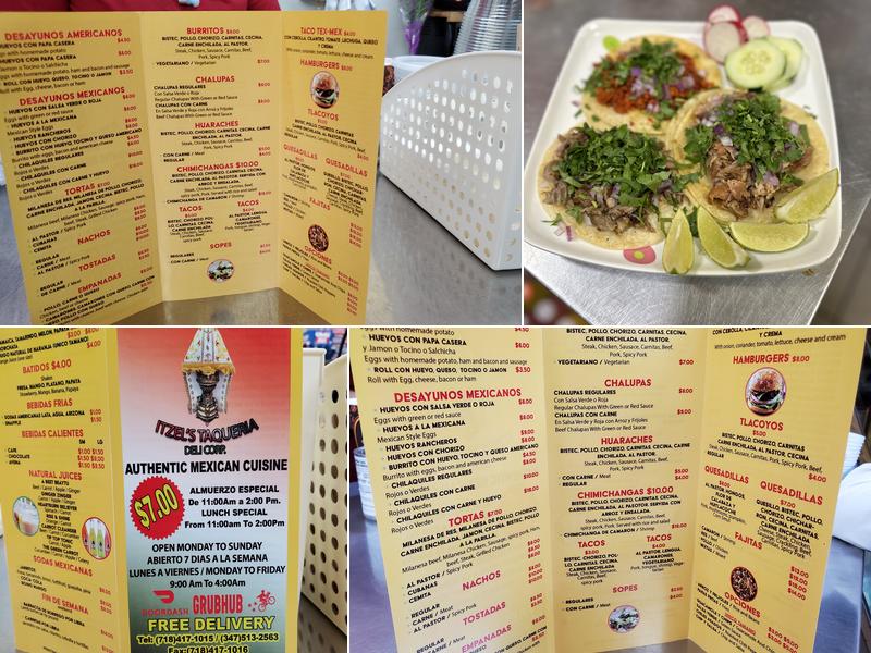 Itzel's Taqueria Deli Menu