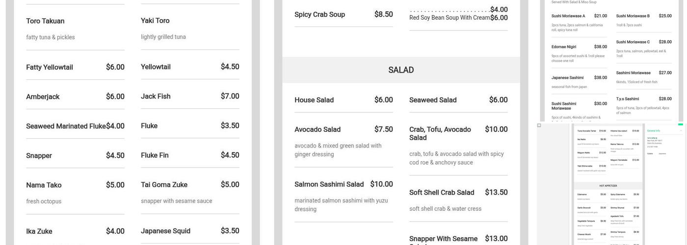 Tsushima Menu