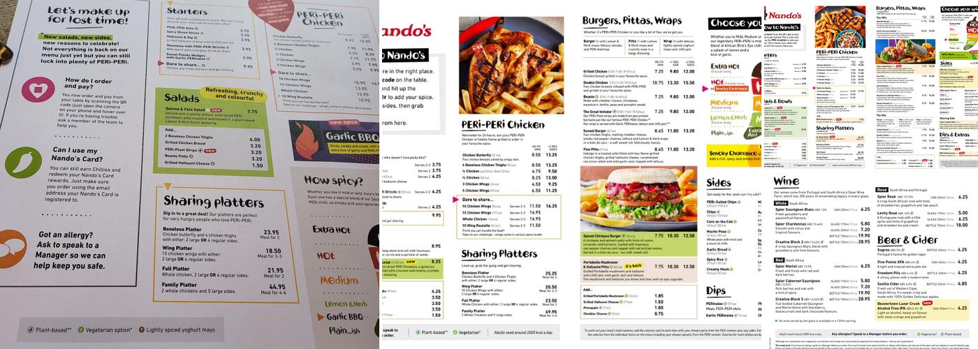 Nando's Belfast - Boucher Crescent Menu