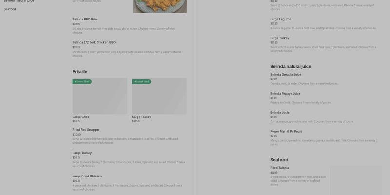 Belinda Take Out Menu