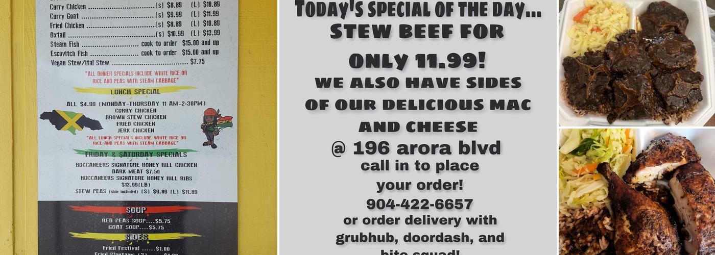 Buccaneers Jamaican Street Jerk Menu